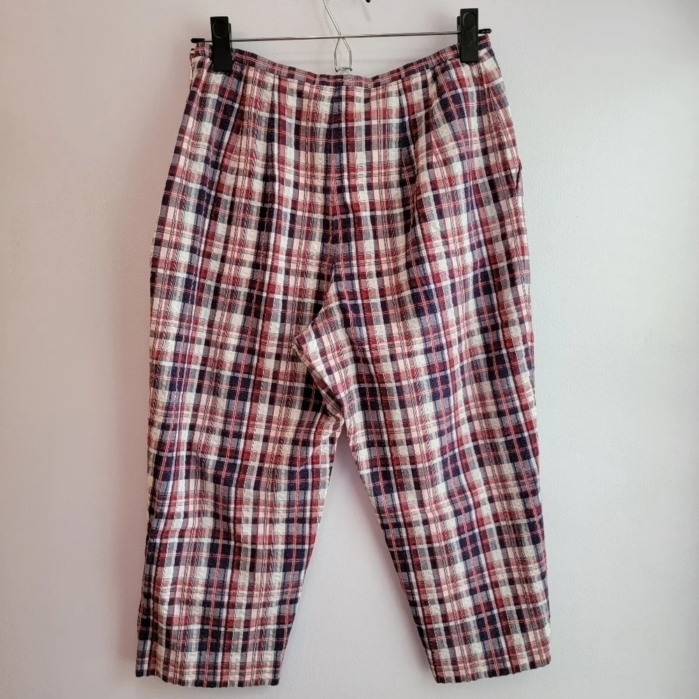 Vintage Talbots Seersucker Cropped Pants Size 8 Petite
